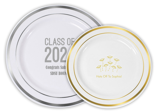 Design Your Own Graduation Premium Banded Plastic Plates